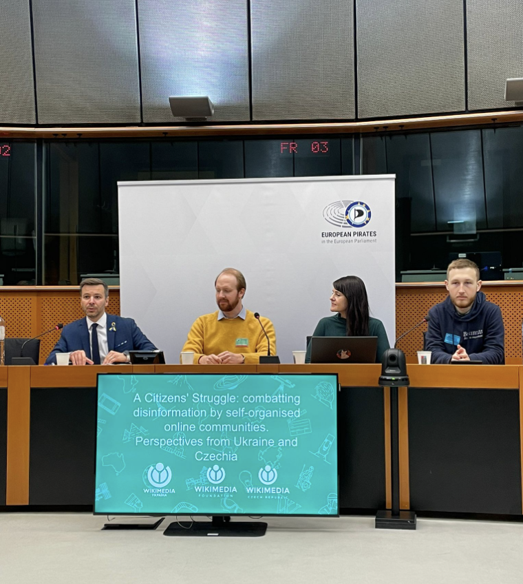 wikimediapolicy's tweet photo. Today @Wikimedia_CR and @wikimedia_ua presented at the European Parliament. Here's what stood out:

1⃣"Producing information is, and always has been, a political act. So is speaking truth to power" @a2na 
2⃣"@Wikimedia is one of the marvels of the modern world"@PiratKolaja https://t.co/QivIohfeId
