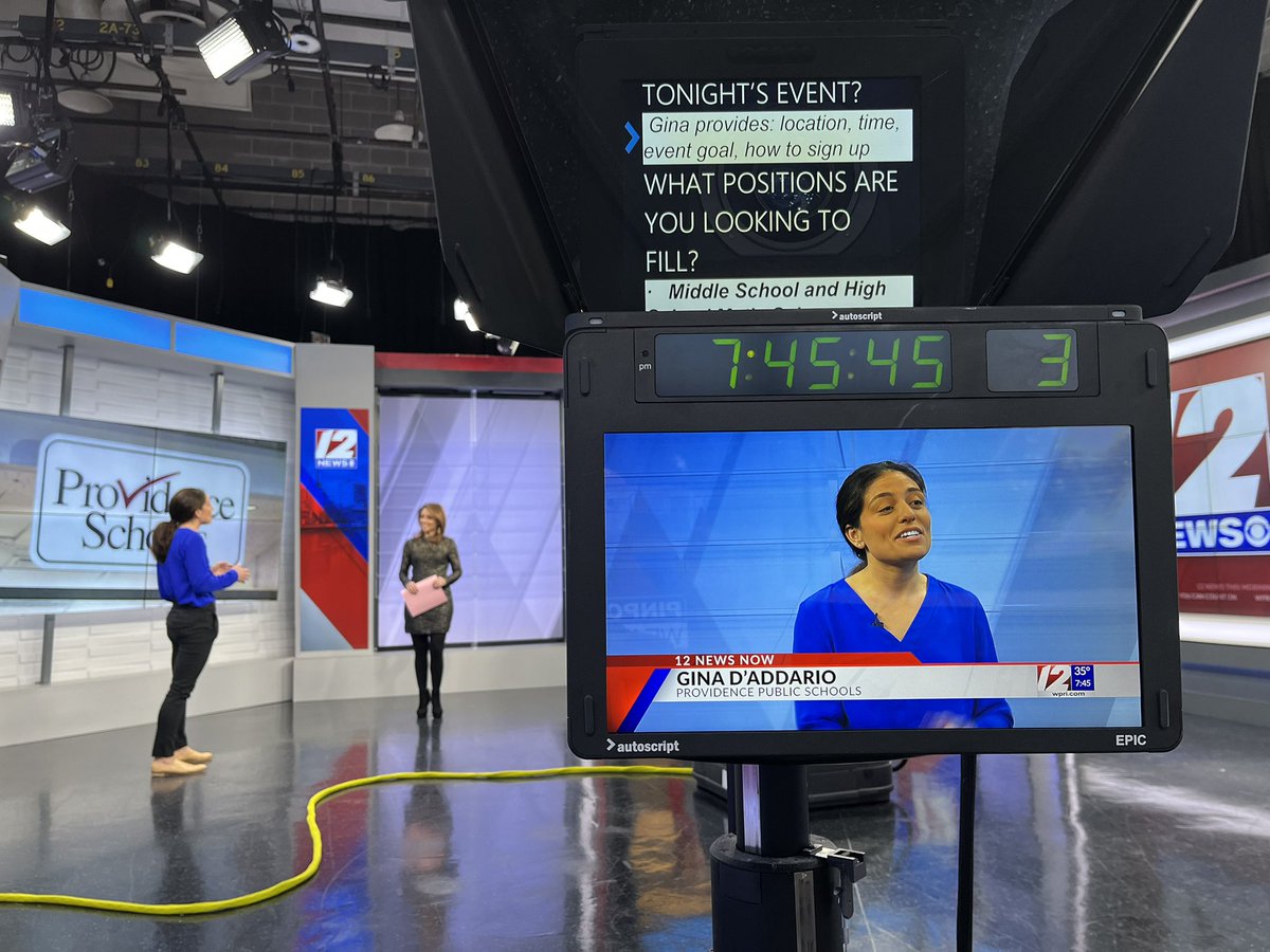 pvdschools's tweet photo. A big thank you to @dnorth50 &amp; the morning crew @wpri12 for helping get the word out about tonight’s Early Hiring Career Fair! @daddagina and our awesome HR team are always hard at work finding dedicated educators.

Learn more about the Hiring Fair here: https://t.co/0jKGp0xc9h https://t.co/RPM1EfjLm3