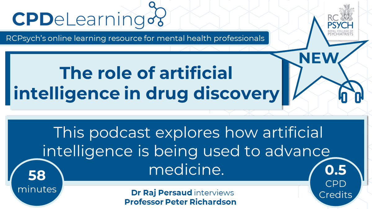 rcpsych_eLearn's tweet photo. A #brand #new #podcast has been #published on the #eLearningHub.
Discussion around 'The role of #artificial #intelligence in #drug #discovery'. Worth 0.5 #CPDCredits!
π§β‘οΈ https://t.co/Q0vQkMYVwt
#artificialintelligenceinmedicine #educationallistening #newpodcast https://t.co/lKYyGKQYdl