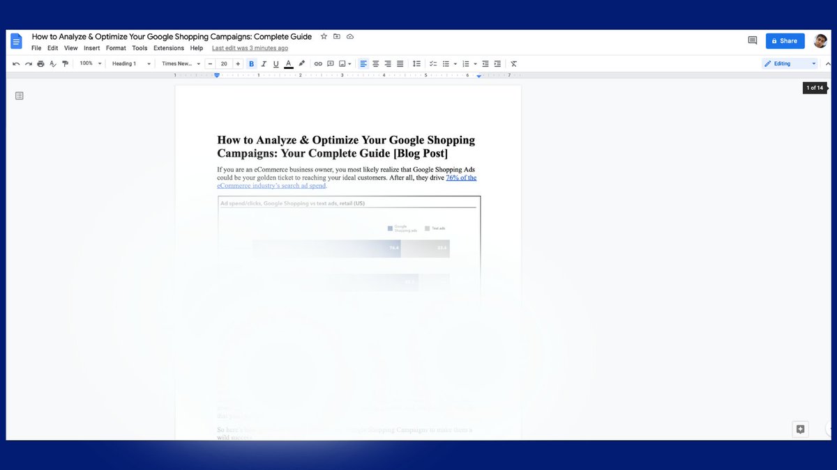 The #1 way to scale your eCommerce brand is by analyzing &amp; optimizing your Google shopping campaigns.

But most eCommerce store owners get this wrong

And their brand suffers as a result

I created a 14 page Google doc going over my strategy

Like + RT + Comment "Opt" for access