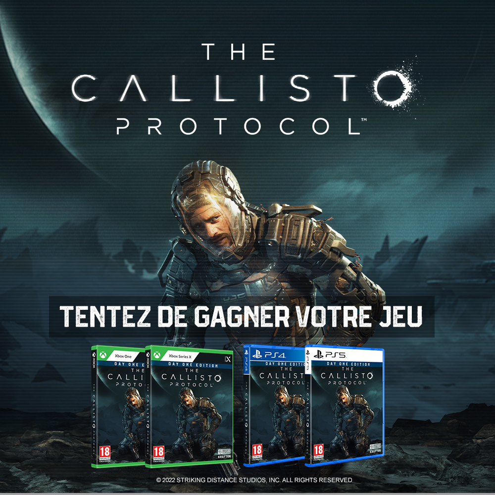 Micromania_Fr's tweet photo. Pour la sortie de #TheCallistoProtocol demain, on vous propose de gagner votre jeu ! Pour participer, c'est simple : 

🔴 Like, RT &amp; Follow @Micromania_Fr
⁣⁣⁣⁣⁣⁣⁣⁣⁣⁣⁣⁣🔴 Mentionnez un ami en réponse avec #TheCallistoProtocolMicromania

TAS dans une semaine ! https://t.co/ORkm8KWmgr