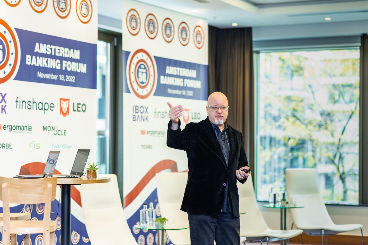 BrettKing's tweet photo. I had a blast at the Amsterdam Banking Forum by @thebanking50 with @ElenaKriek @mortenkriek! #banking #financialservises #futureofbanking #innovation #api #fintech #amsterdam #bankingforum #thebanking50 #technosocialism #optimalhumanity https://t.co/8nlAtjuRCR