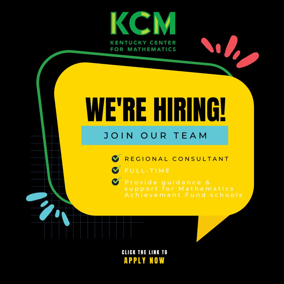 Looking for a new professional opportunity? We are seeking a new Regional Consultant to join #TeamKCM! The RC will travel around KY providing support and guidance to MAF schools through visits, professional learning experiences and outreach. Apply here: ow.ly/wT4z50LGZOT