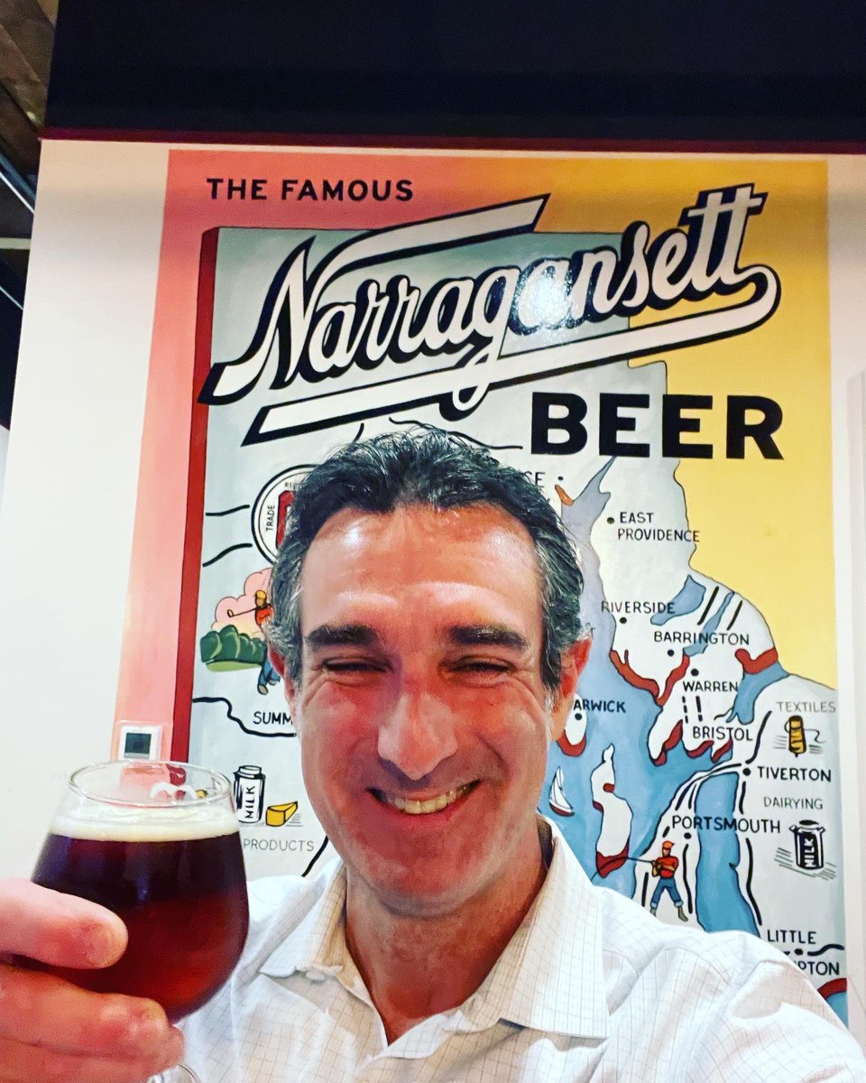 Priory_of_Brian's tweet photo. Just another Wednesday night at the Narragansett tap room in Providence,RI!  Thanks to Mark H and “Lee the brewer” for the hospitality.   A fabulous mug of Bo Pils I must say!  @Gansettbeer @MarkHellendrung @PeerlessBev https://t.co/Jv8vQ3LflK