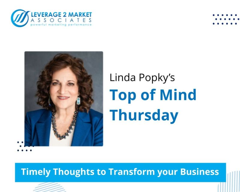 Linda explains how customer experience can differ greatly--even when the product is the same.
leverage2market.com/top-of-mind-th…
#strategicmarketing #marketinginsights #topofmind