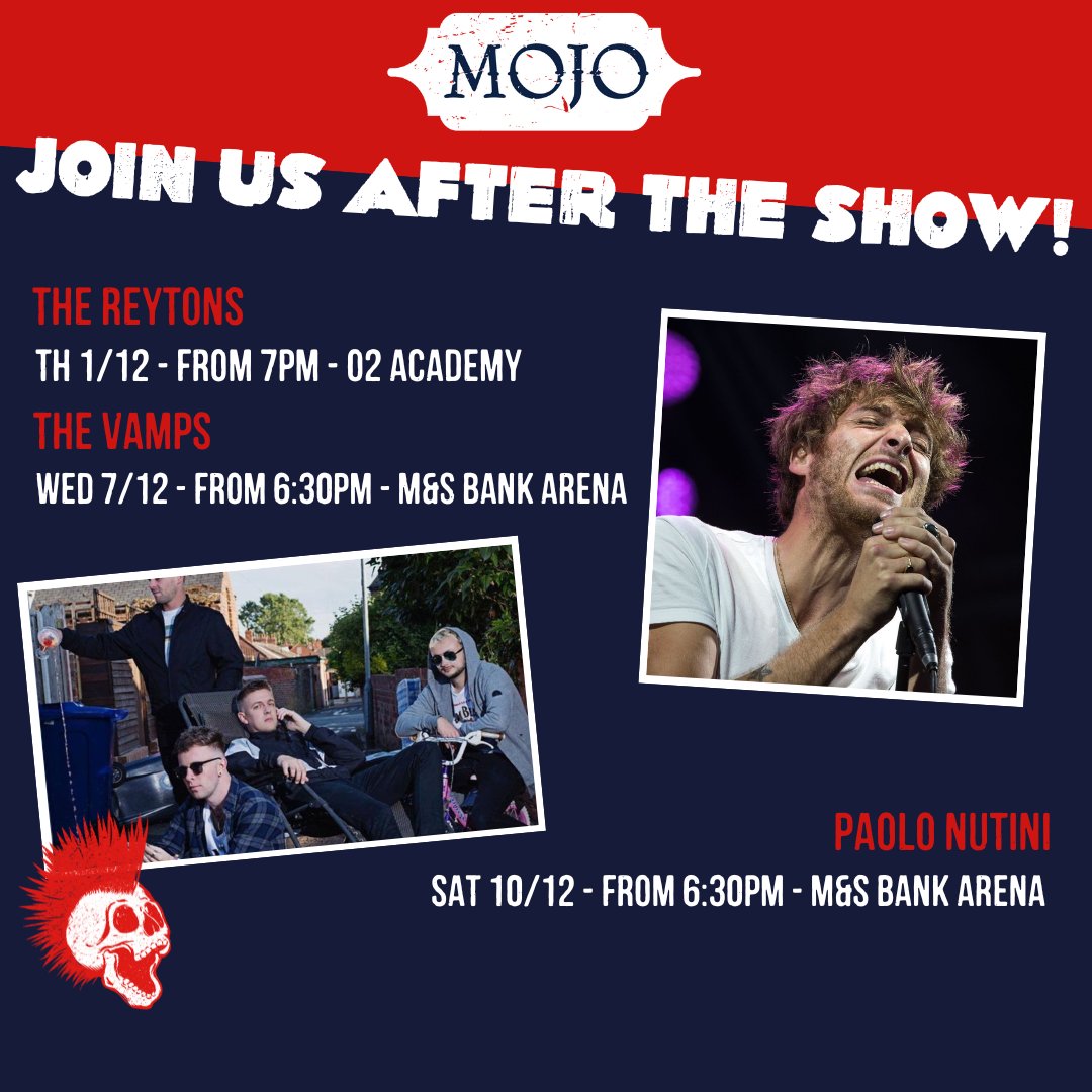Check out our local gigs this month and join us at MOJO for an epic after party! 🎵

Show us your gig ticket and we'll give you a free shot to kick start your night. Expect good music, great drinks and we're open until late! 🤘

Book now: pulse.ly/5lkx5z00h1