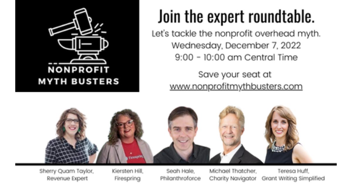 Philanthroforce's tweet photo. On December 7, five experts are hosting a live Q&amp;A discussion to bust some myths. Join our co-founder Sean Hale along with @SherryQTaylor, Kiersten Hill, Michael Thatcher, and @HuffTeresa to get your questions answered!

Learn more and register now: https://t.co/HSUZgGg4sA https://t.co/9diEJn1gz6