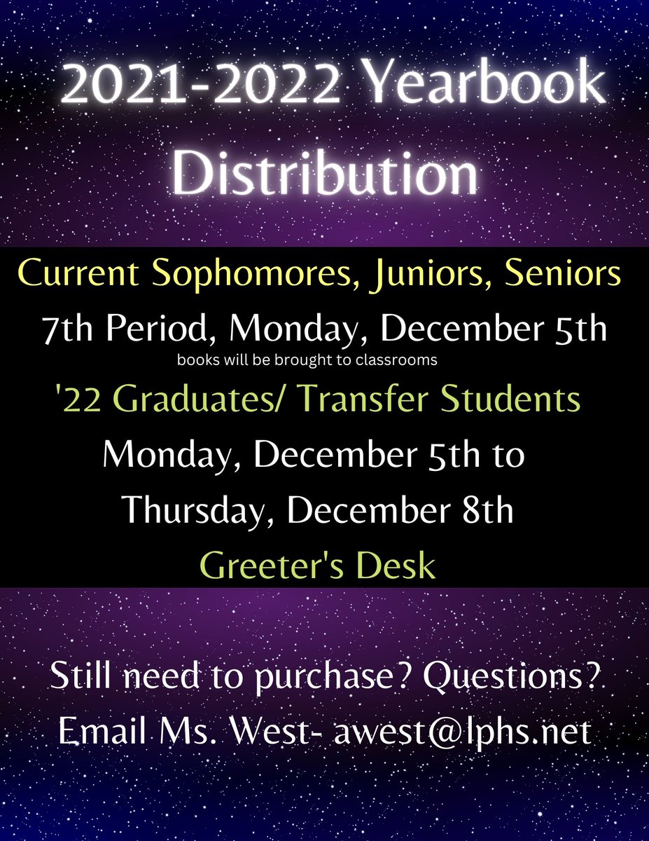 LPYearbook's tweet image. '22 Yearbook Distribution Details are here!⭐️💫 @LPCavaliers @LPHS_Activities @LPHSrenaissance