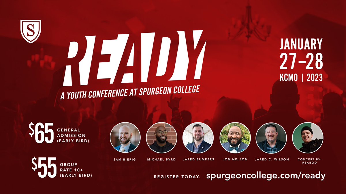 MBTS's tweet photo. Join us in Kansas City for #READY23!

🗓️: January 27-28
🪑: High school students
🎤: Sam Bierig, Michael Byrd, Jared Bumpers, Jon Nelson, Jared C. Wilson
📖: Malachi

Early Bird Registration: https://t.co/Sao5vAR0fx https://t.co/6WsOt4yf84