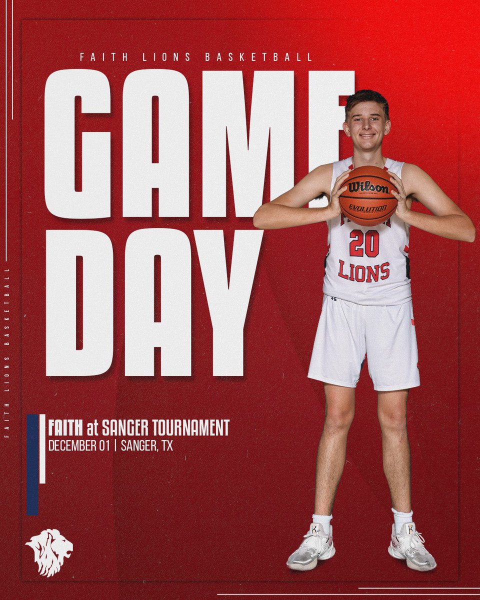 GoFaithLions's tweet photo. MBB: GAME DAY!! Lions head to Sanger for their annual tourney! Go get em, Lions! #gfcsmbb #wearefaith https://t.co/SDlrgu8kHD