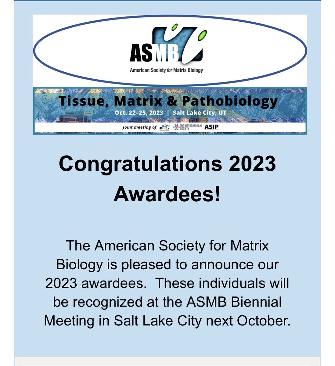BellasFATLab's tweet image. Stunned &amp;amp; so excited to receive this @amsocmatbio Junior Investigator award. I joined #ASMB in 2019 as we started to get more into matrix bio and fibrosis and loved every interaction I’ve had w/ASMB and it’s community since, it’s a warm, fun and welcoming environment to new (1/n)