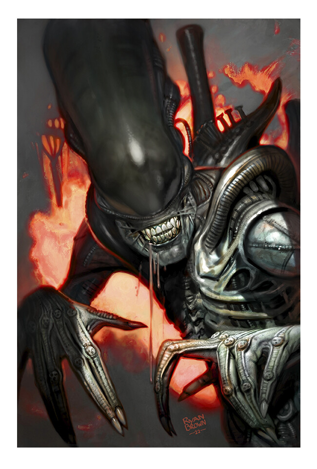 avpgalaxy's tweet photo. This fantastic piece is Ryan Brown's artwork for a variant cover for the first issue of Marvel's Alien (Vol 2)! #Alien #Aliens #RyanBrown #Xenomorph #XenomorphXX121 #Marvel #MarvelsAlien #AlienIcarus https://t.co/ANOdYuD2VN