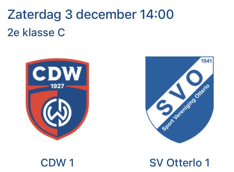 CDW_WbD's tweet photo. ⚠️ 𝐒𝐔𝐏𝐏𝐎𝐑𝐓𝐄𝐑𝐒 𝐂𝐃𝐖 𝟏 𝐎𝐏𝐆𝐄𝐋𝐄𝐓 ⚠️ De wedstrijd van CDW 1 tegen SV Otterlo 1 is vervroegd naar 𝟏𝟒:𝟎𝟎 𝐮𝐮𝐫. Tot zaterdag! 🔴🔵 https://t.co/HbL3Wsrxkt