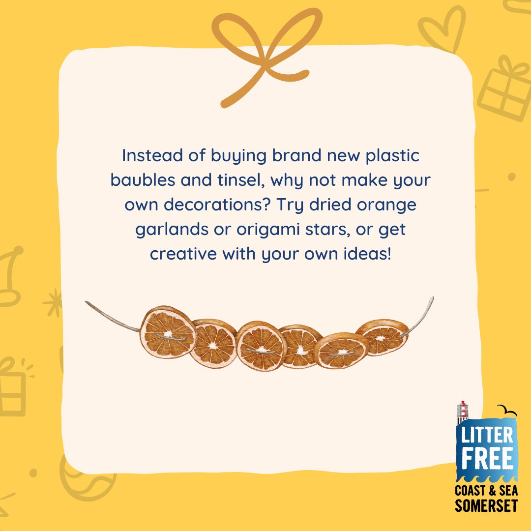 Litter Free Somerset (@lfcssomerset) on Twitter photo DIY decorations are not only more sustainable, they'll also save you some money! Have a look at some ideas from <a href="/PebbleMagazine/">pebble magazine</a> here: bit.ly/3gX2vVf
#LFCSSChristmasCountdown DIY decorations are not only more sustainable, they'll also save you some money! Have a look at some ideas from <a href="/PebbleMagazine/">pebble magazine</a> here: bit.ly/3gX2vVf
#LFCSSChristmasCountdown