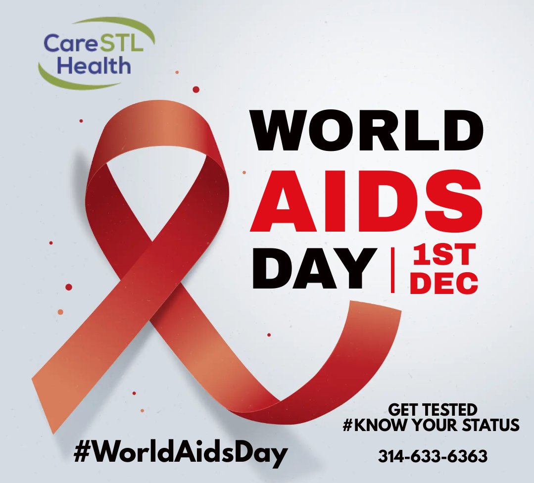 It's World AIDS Day.  Know your status.  Get tested.  Call us at 314-633-6363.  #knowyourstatus #WorldAIDSDay