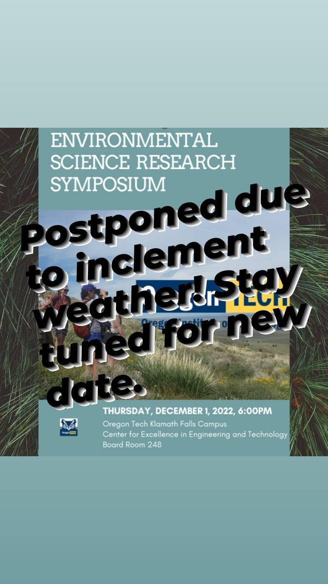 natscience_OIT's tweet image. Inclement weather has closed campus. Stay tuned for a new date! Enjoy the snow day Owls! #OIT  #ORtech #oregon #letitsnow #snowday #environmental #science #research #winteriscoming