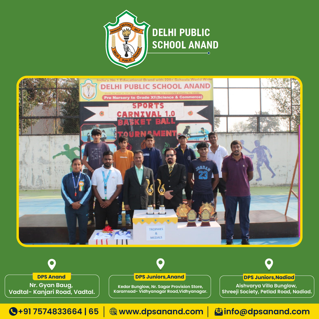 SchoolAnand's tweet photo. Today, Students of esteemed schools participated actively in "DPS Anand Interschool Sports Carnival 1.0", Basketball Tournament U-13 and Above-13 and showcased their sportsmanship spirit, played enthusiastically and grabbed the trophy. Congratulations to all Winners. https://t.co/t8OB5jlYKo