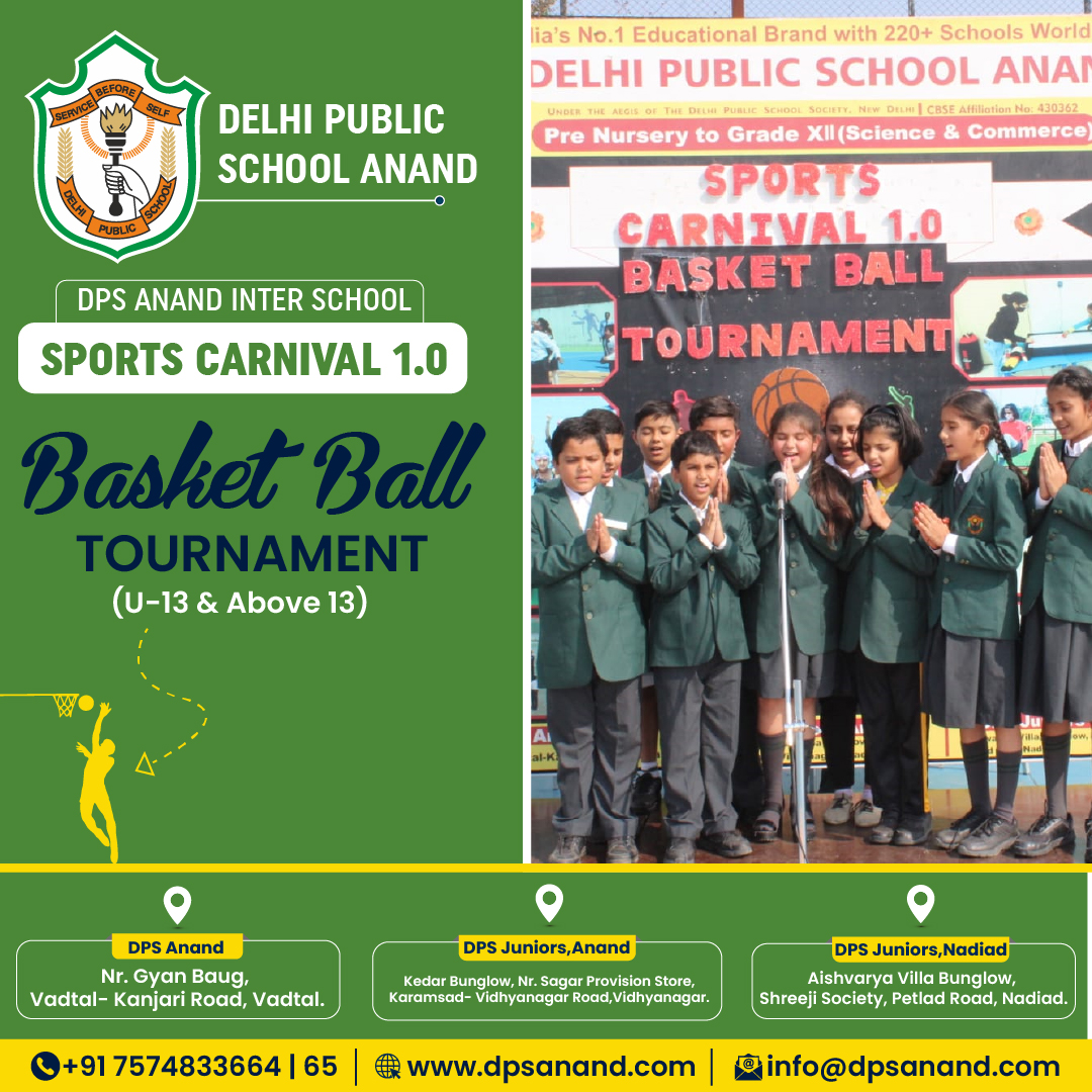 SchoolAnand's tweet photo. Today, Students of esteemed schools participated actively in "DPS Anand Interschool Sports Carnival 1.0", Basketball Tournament U-13 and Above-13 and showcased their sportsmanship spirit, played enthusiastically and grabbed the trophy. Congratulations to all Winners. https://t.co/t8OB5jlYKo