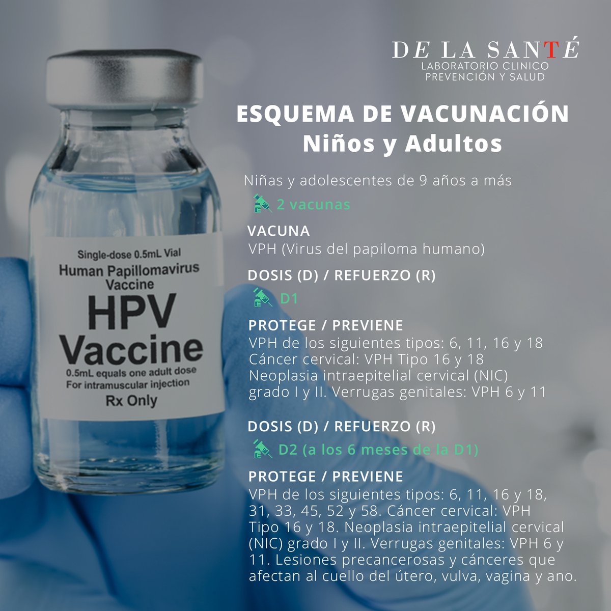 DeLaSanteLab's tweet photo. ¡Evitemos el cáncer! Protege a los que más quieres con la vacuna 🧬🔬🧪🧫 923 419 956 / 980 729 809
#vph #pvh #viruspapilomahumano #medicinageneral #salud #laboratorio #medicos #laboratorioclinico #clinicas #hospitales #microbiologia #farmacia #lamolina #lima #peru https://t.co/L9I15pcDSO