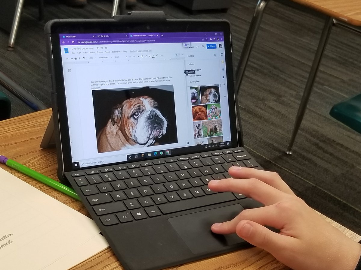 Jennifer Kennedy (@jenktech233) on Twitter photo My French is a little rusty, but we think it's pretty awesome that this kiddo was using the Explore tool in Google Docs to add imagery to his French assignment.
#OPSForTheirFuture <a href="/MonsieurSams/">Brent Sams</a> <a href="/CSTWildcatsMS/">ChisholmTrailMS</a> <a href="/OPSBlended/">T J Ulmer</a> My French is a little rusty, but we think it's pretty awesome that this kiddo was using the Explore tool in Google Docs to add imagery to his French assignment.
#OPSForTheirFuture <a href="/MonsieurSams/">Brent Sams</a> <a href="/CSTWildcatsMS/">ChisholmTrailMS</a> <a href="/OPSBlended/">T J Ulmer</a>