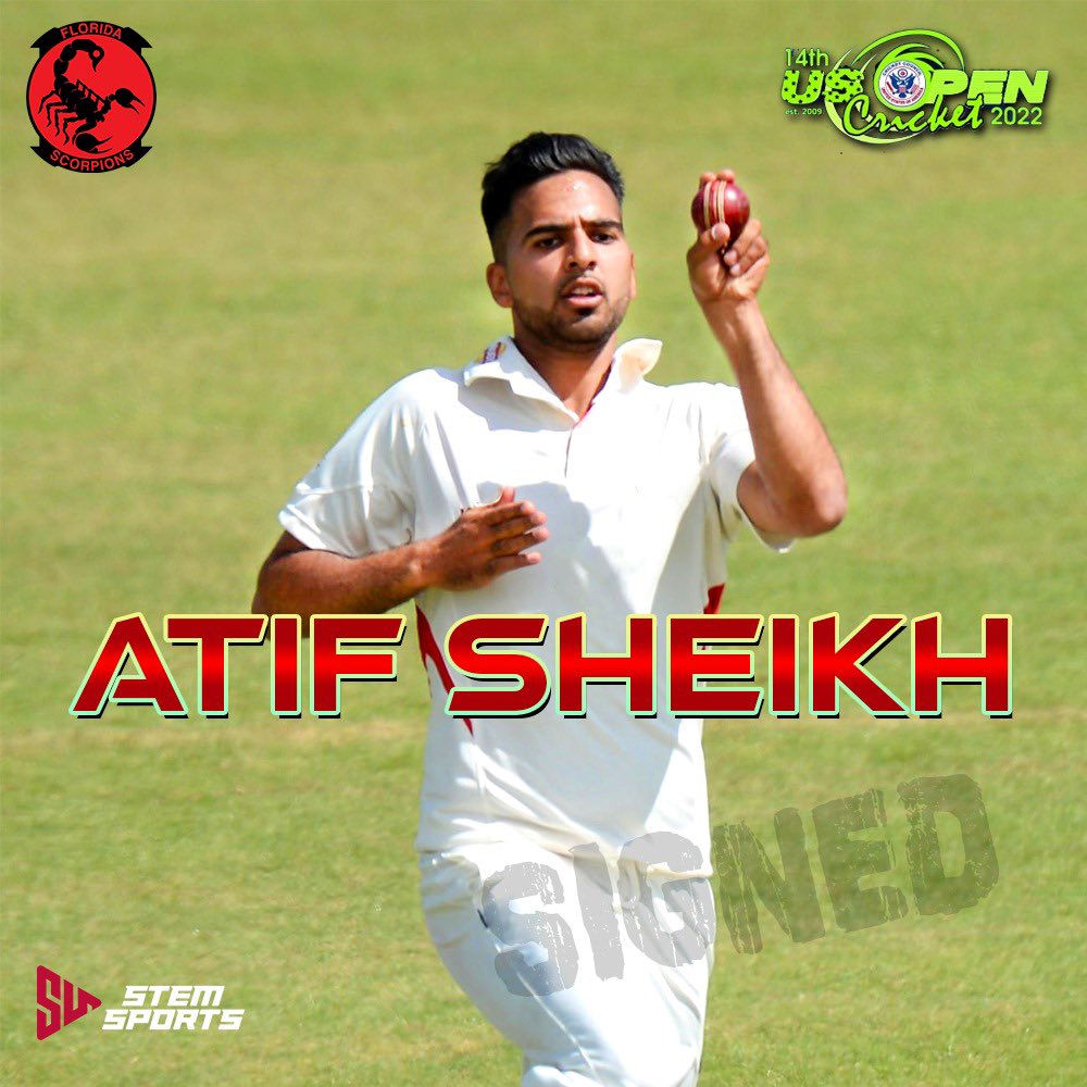 Atif Sheikh will be part of the Florida Scorpions Team in the upcoming US Open! @atifsheikh03 

#Cricket #USOpen #FloridaScorpions #Pace #AS #Deals #OneTeamOneDream #StemSports