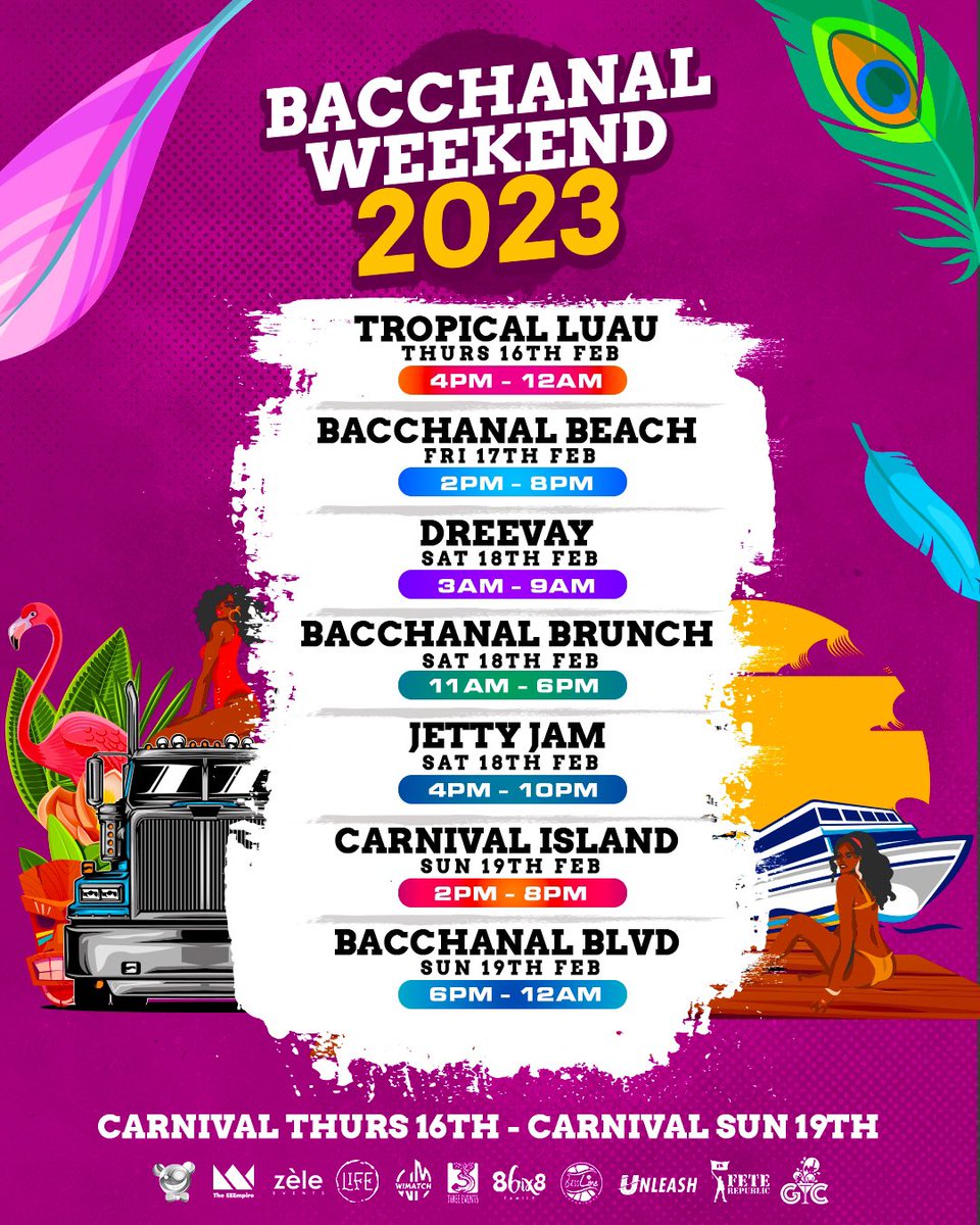 yuplifett's tweet image. 📜 A Europhic atmosphere collides with the Magic of Carnival 🪄⁣
⁣
Bacchanal Weekend reigns Carnival 2023❗🇹🇹⁣
⁣
𝟭𝟭 TEAMS ✨ | 𝟳 EVENTS | 𝟭 WEEKEND 📅⁣
⁣
#BacchanalWeekend⁣
#BacchanalWekeend2023⁣
#Carnival2023⁣
#TrinidadCarnival2023⁣
#OneExtraordinaryWeekend⁣