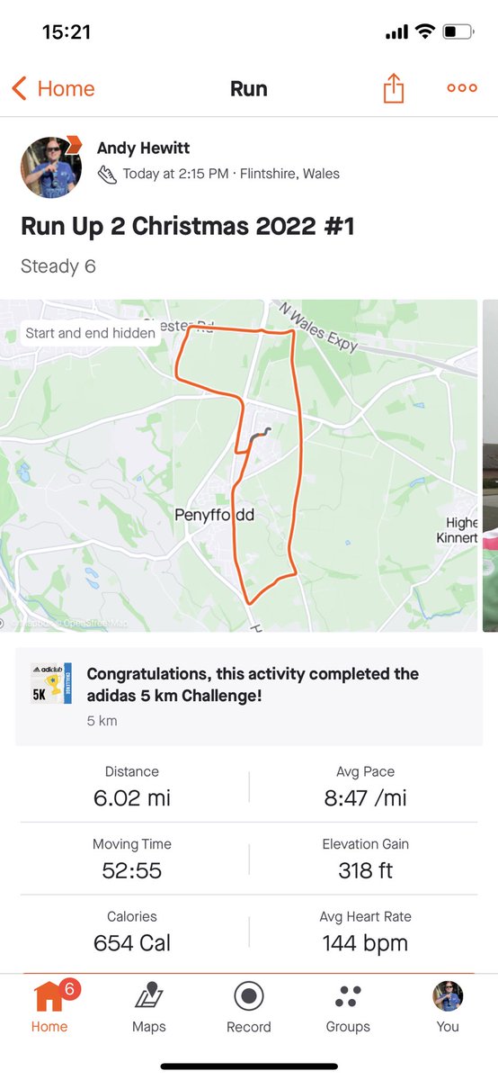 And we’re off. New T on, easy 6 miles in the bag #RU2C2022