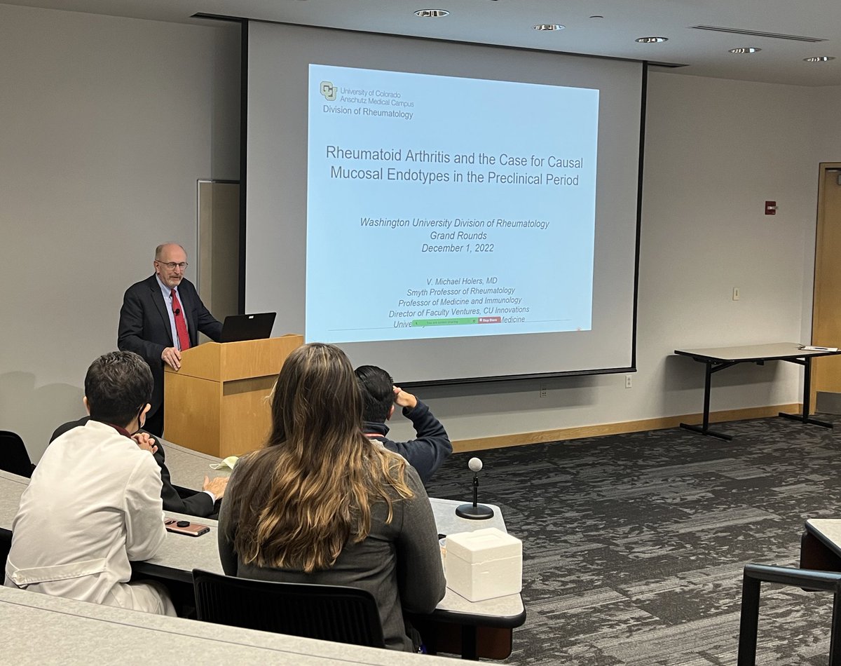 WashU Rheumatology *Inactive (@washumedrheum) on Twitter photo It was wonderful to have Dr. Mike Holers from <a href="/CURheumatology/">CU Anschutz Division of Rheumatology</a> speak at our Rheum Grand Rounds this morning about Pre-Clinical Rheumatoid Arthritis! As always, it was great to have our WU alumni visit!
#rheumatology <a href="/WashUDPS/">WashU Medicine Division of Physician-Scientists</a> It was wonderful to have Dr. Mike Holers from <a href="/CURheumatology/">CU Anschutz Division of Rheumatology</a> speak at our Rheum Grand Rounds this morning about Pre-Clinical Rheumatoid Arthritis! As always, it was great to have our WU alumni visit!
#rheumatology <a href="/WashUDPS/">WashU Medicine Division of Physician-Scientists</a>