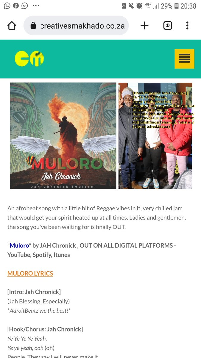 creatives_m's tweet photo. This is a summer banger and it has the potential to get him noticed by a large mass. Stream Jah Chronick 's song #MULORO now on Spotify &amp; Itunes - https://t.co/HCLLbX429M 

&amp; https://t.co/NNXNRAVGZl

#Spotify #spotifywrapped2022 #Spotifymusic #wednesdaynetflix #Venda Gusba Banana https://t.co/kEqPcUQ1a9