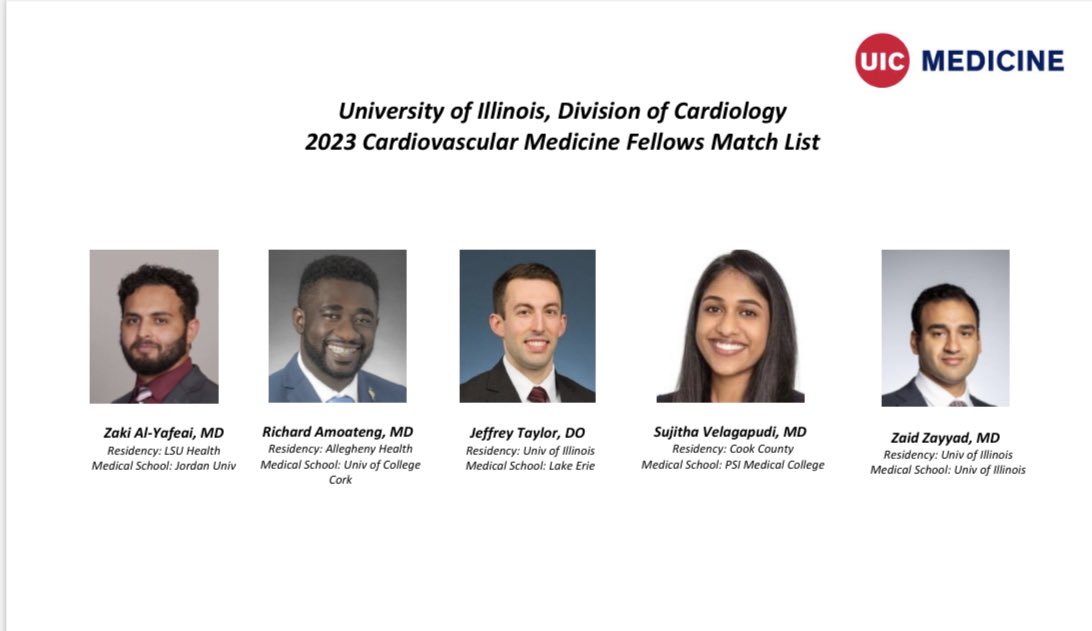 Congratulations to all who matched with @UICDom @UIHealth for cardiology fellowship!