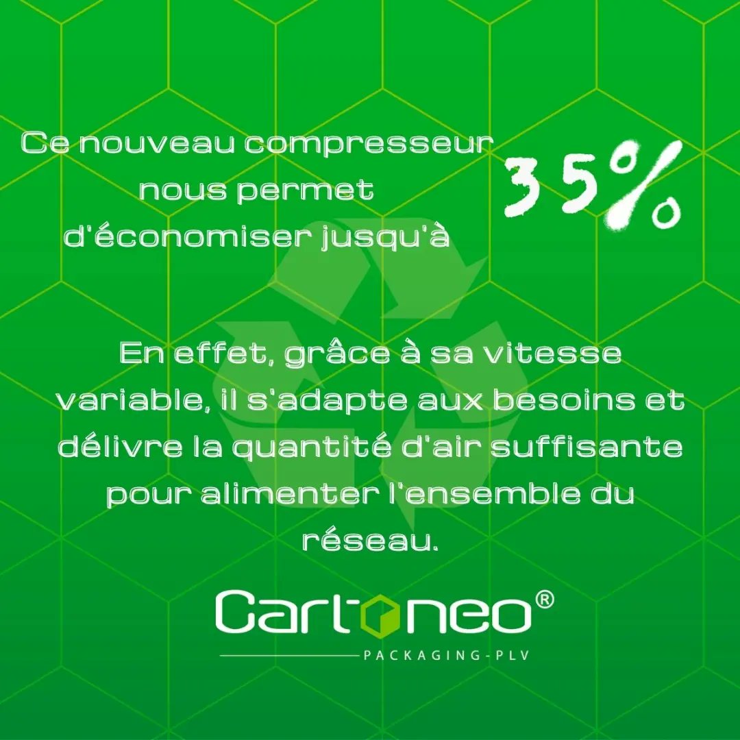 SCartoneo's tweet photo. [1/2]

[🌍AGISSONS POUR PRÉSERVER L’ENVIRONNEMENT] 

🌬 Aujourd’hui, nous vous parlons de notre nouveau compresseur qui nous permet de faire beaucoup d’économie d’énergie. 

#environnement #énergie #compresseur #air #carton #packaging #plv https://t.co/kPi1x2B58H