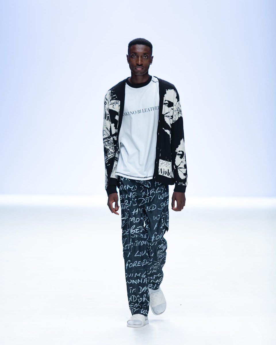 LFW_NG's tweet photo. Abigail Ajobi’s debut collection on the Lagos Fashion Week runway titled 'Continuing The Love Story' featured luxurious street style designs made with a black and white palette with an occasional pop of blue, purple and green on masculine and feminine silhouettes. https://t.co/6lHKcvCkcT
