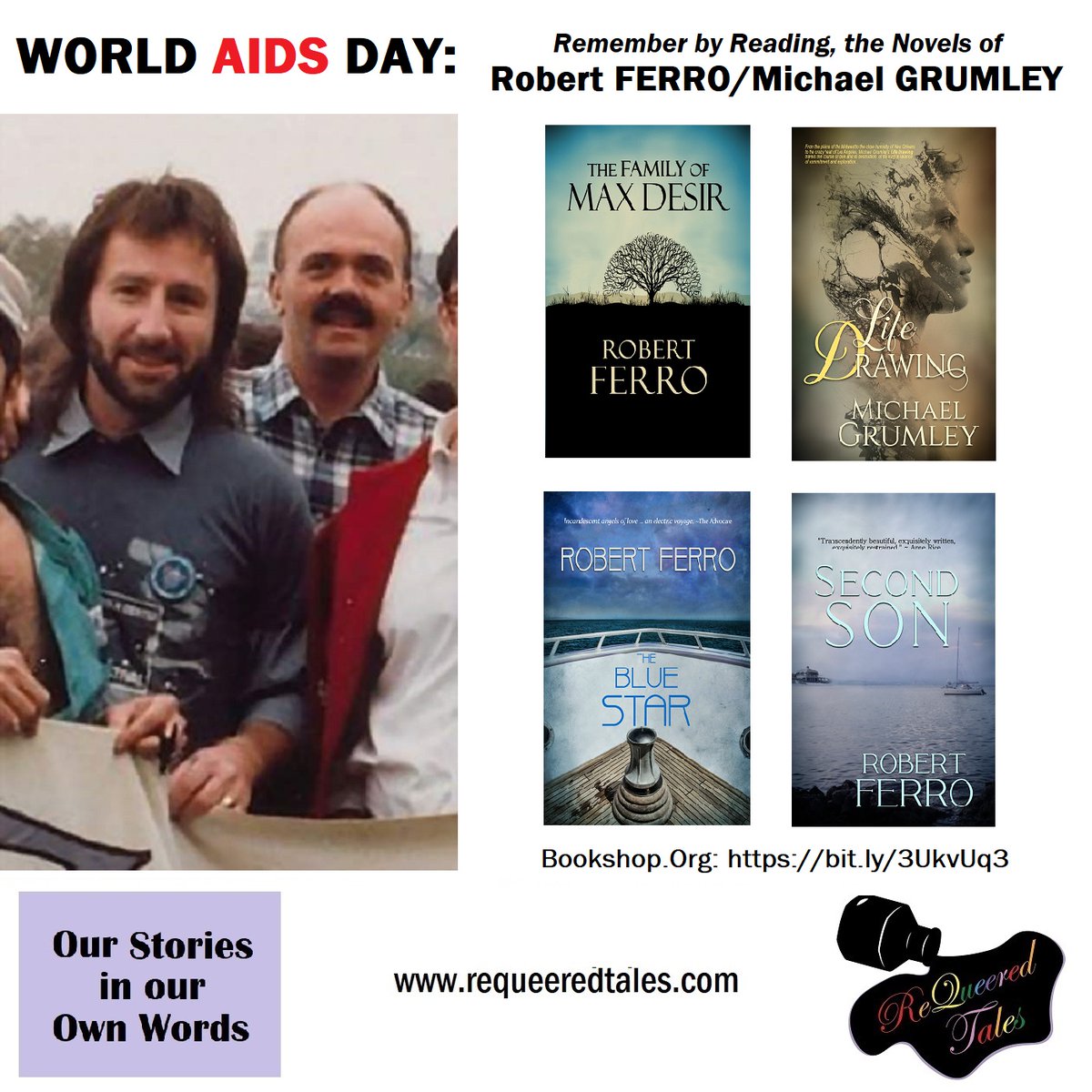 ReQueered's tweet image. WORLD AIDS DAY: The Ferro-Grumleys

Robert FERRO and Michael GRUMLEY

Celebrated authors of THE FAMILY OF MAX DESIR, THE BLUE STAR, SECOND SUN and LIFE DRAWING.

bit.ly/3B2xtCp