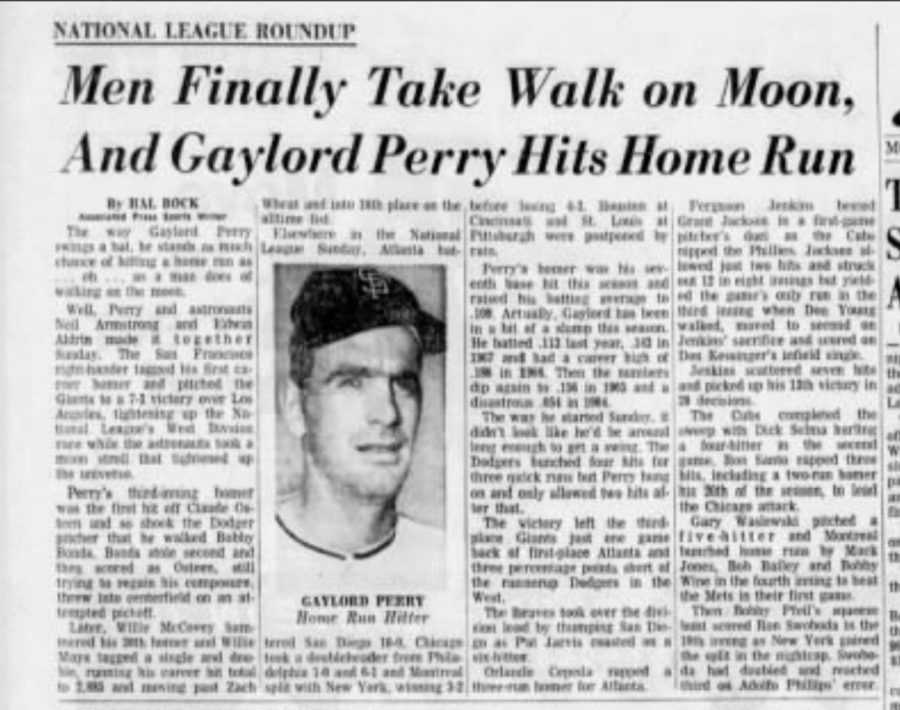 Darren Rovell on X: RIP to the spitball king Gaylord Perry, who won 314  games. His most insane moment came at bat. Giants manager Alvin Dark said  that man would land on