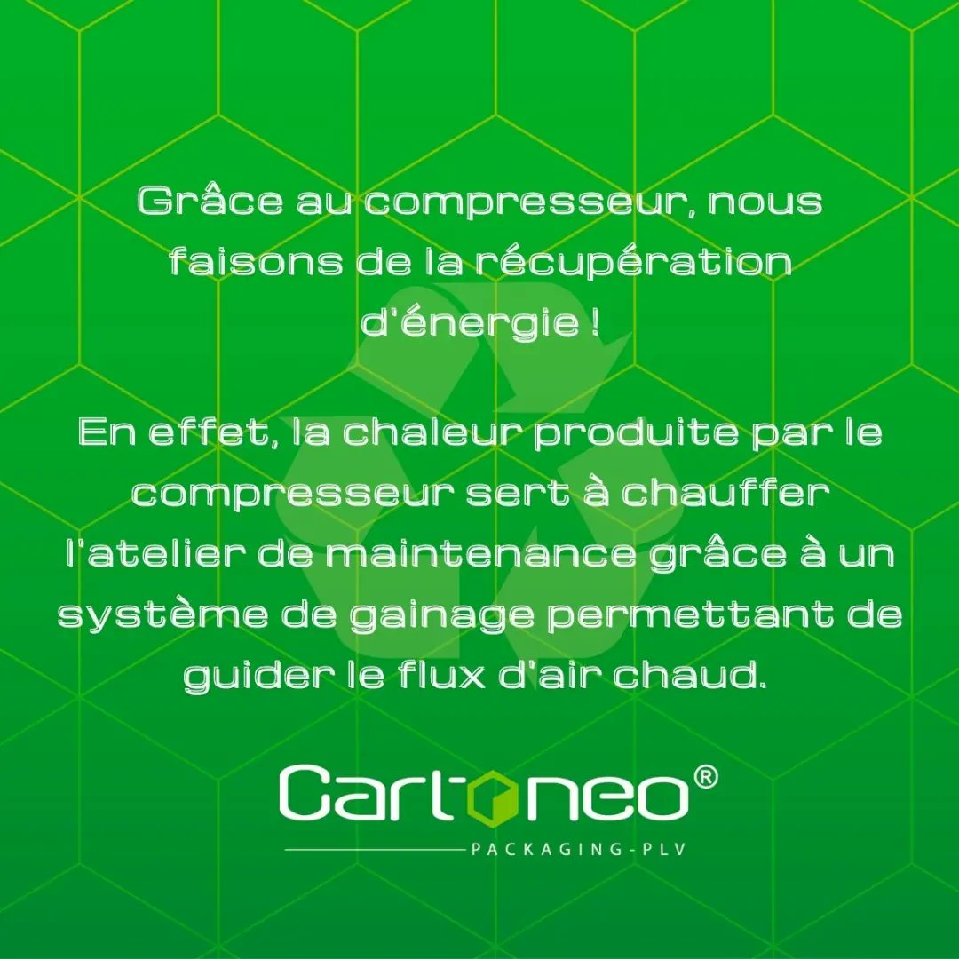 SCartoneo's tweet photo. [2/2]

[🌍AGISSONS POUR PRÉSERVER L’ENVIRONNEMENT] 

🌬 Aujourd’hui, nous vous parlons de notre nouveau compresseur qui nous permet de faire beaucoup d’économie d’énergie. 

#environnement #énergie #compresseur #air #carton #packaging #plv https://t.co/ZHHQaT3ltE