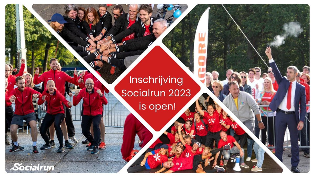 De inschrijving voor deelname Socialrun 2023 is nu geopend!
Schrijf je team nu in voor Socialrun editie 2023 en ontvang tot 1 januari €100,- korting op het inschrijfgeld. #meedoeniswinnen 
socialrun.nl/inschrijving-s…