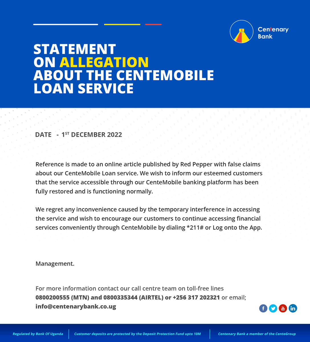 Centenary Bank tweet media