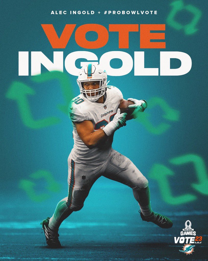 Let’s keep FB1 in first place for AFC Fullback! <a href="/AI_XLV/">Alec Ingold</a> 

Retweet &amp; Repost! #ProBowlVote #FinsUp