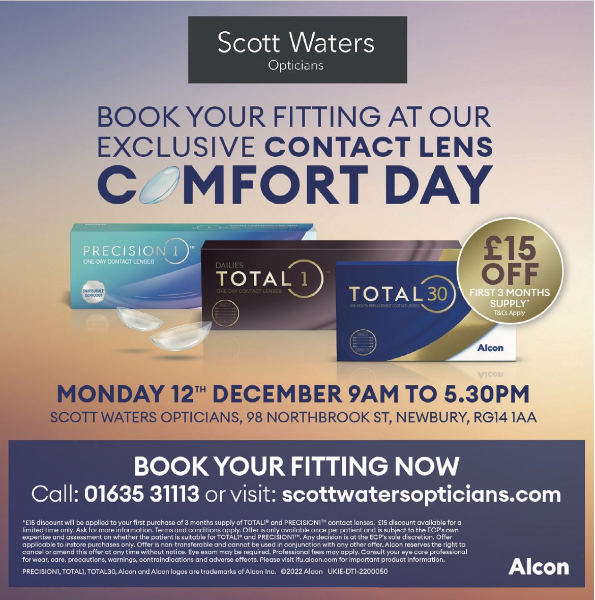 OpticiansScott's tweet image. On Monday 12th December we are joined by the team from Alcon for a contact lens comfort day. If you’d like to try lenses for the first time or are interested in trying some of the newest, most comfortable lenses then give us a call !