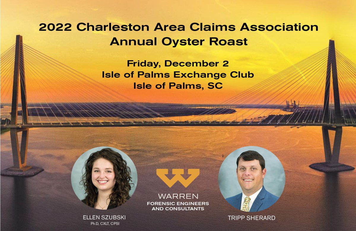 WarrenForensics's tweet image. Looking Forward to representing The Warren Group at the Charleston Area Claims Association annual oyster roast.