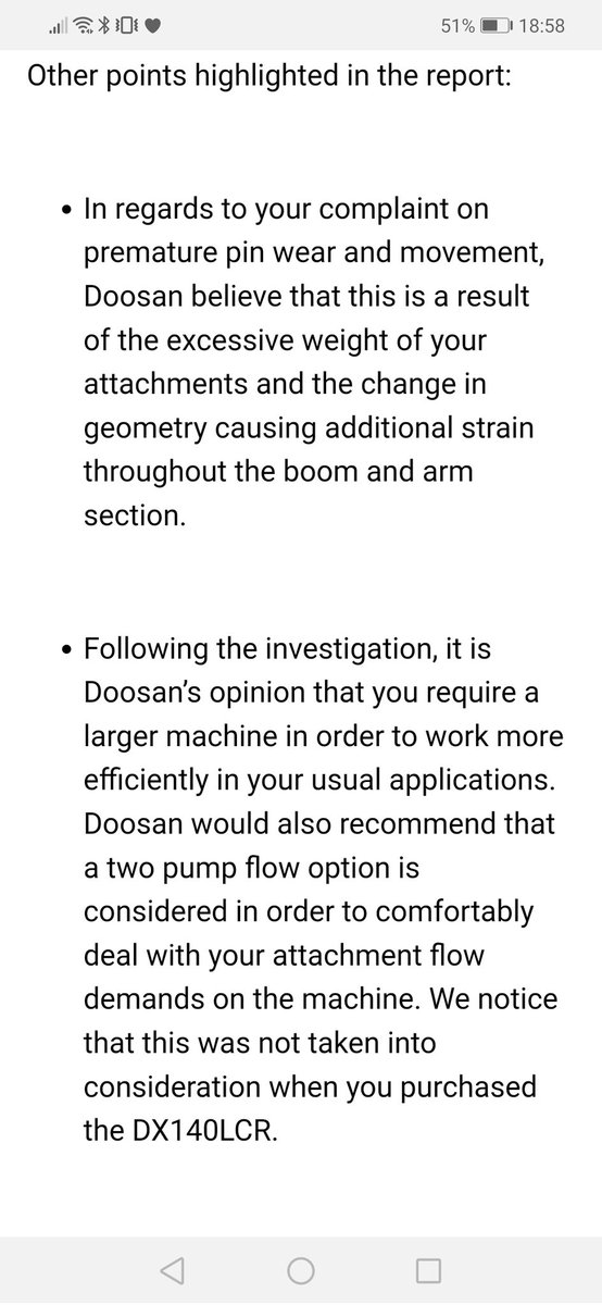 nevdavies4's tweet photo. Found this honey tonight while going through some emails!Fuck me @DoosanEquipment admit the tiltrotator was too much for the machine and that @Masonbrosplant sold another machine exactly the same spec as the first one which was beyond repair still in warranty!  Give me strength! https://t.co/e8RhZnzTGR
