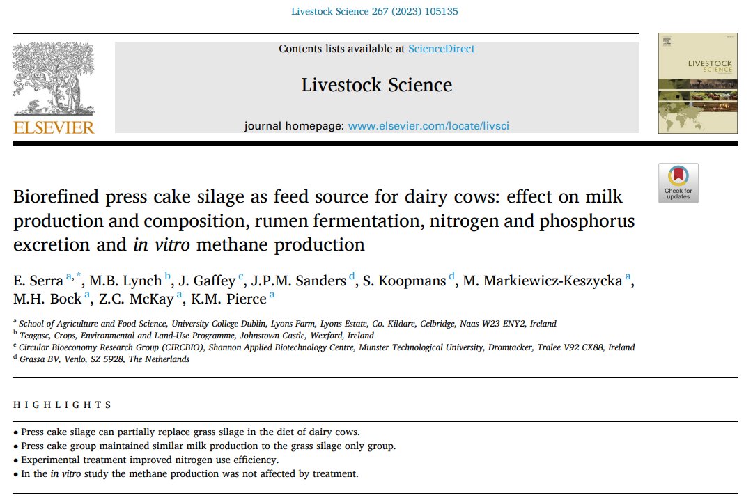 BiorefineryGlas's tweet photo. Check out our new publication from @eleonoraserra92, @PierceKarina, @lyBRIDGET and team from @BiorefineryGlas which shows great potential of grass #biorefinery #presscake to replace silage in dairy cows, providing #environmental benefits without compromising #milk production! https://t.co/KcOiwEh2xh