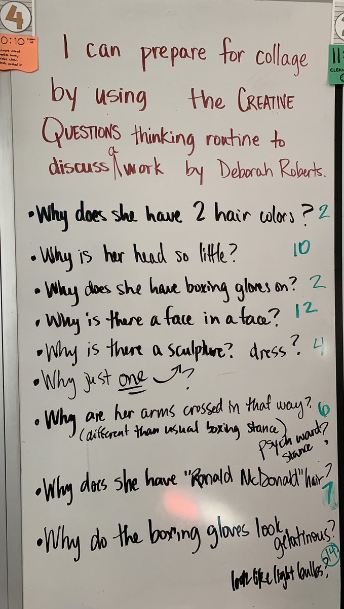 4th grade has been using the Creative Questions thinking routine to look at works by Deborah Roberts. Check out their interesting questions. <a target='_blank' href='http://search.twitter.com/search?q=HFBallstars'><a target='_blank' href='https://twitter.com/hashtag/HFBallstars?src=hash'>#HFBallstars</a></a> <a target='_blank' href='https://t.co/4QZujsuvqv'>https://t.co/4QZujsuvqv</a>