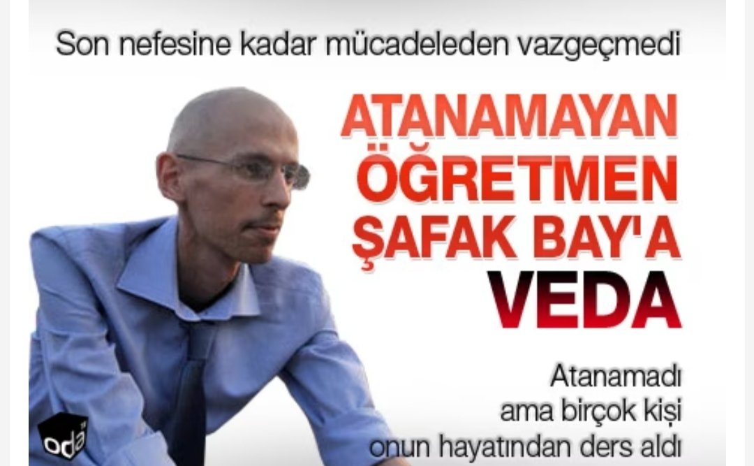 #SizVardınız
En büyük hayali sınıfında öğrencileriyle
Buluşmaktı 
Kanseri yendi 
Ama sizin adaletsiz atamalarınızı
Yenemedi
Dostum arkadaşımdı 😥😥
KİMSE UNUTMADI