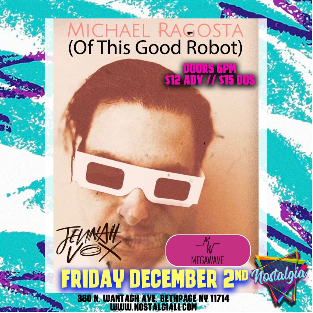 📢 LAST MINUTE GIG ANNOUNCEMENT 📢 

TOMORROW: Opening this special show for LI legend Michael Ragosta of <a href="/ThisGoodRobot/">THIS GOOD ROBOT</a> at Nostalgia with an acoustic set. If you know us, you know how massively influential TGR has been to our music and our history. 

DOORS AT 6