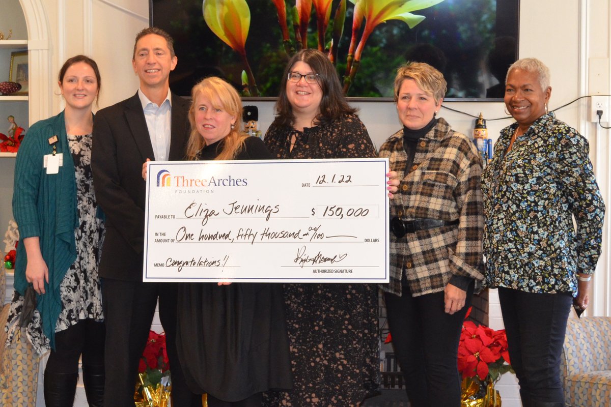 Thank you to <a href="/ThreeArchesFnd/">Three Arches Foundation</a> for supporting Eliza Jennings and awarding a $150,000 grant to support trauma informed care programming and coordinated staff training. Learn more here: bit.ly/3FgQjYY #TAF #ThreeArchesFoundation
