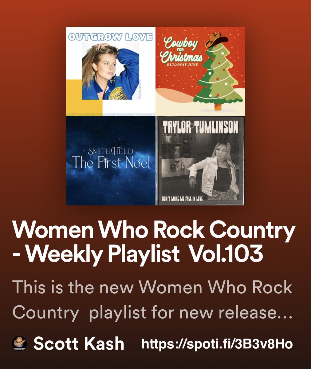 Here’s the new #WomenWhoRockCountry playlist for the new releases by
<a href="/AshleyA_Walls/">ASHLEY WALLS</a>
<a href="/TaylorTumMusic/">Taylor Tumlinson</a>
<a href="/claudia_hoyser/">Claudia Hoyser</a>
<a href="/DiveBar_Diva/">Mackenzie Leigh Meyer</a>
<a href="/kayleybish/">Kayley Bishop</a>
@donnamariesongs
+MORE

#Spotify
spoti.fi/3B3v8Ho

#NewMusic #Country <a href="/BlackettMusic/">Benjamin Blackett </a> #rtitbot <a href="/rtArtBoost/">BlackettMusic.com - Art Boost #rtArtBoost</a> #SpotifyRT