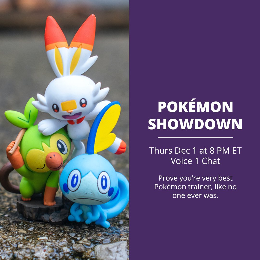 egdcollective's tweet photo. With all the Pokémon hype due to Scarlet and Violet's release, we decided to host a small Pokémon Showdown tournament tonight at 8PM! Single elims, Gen 8 Singles, OU. 

Prove you're the very best Pokémon trainer, like no one ever was!

Discord Link: https://t.co/e27TnXjEPE https://t.co/s7wyBrsok2