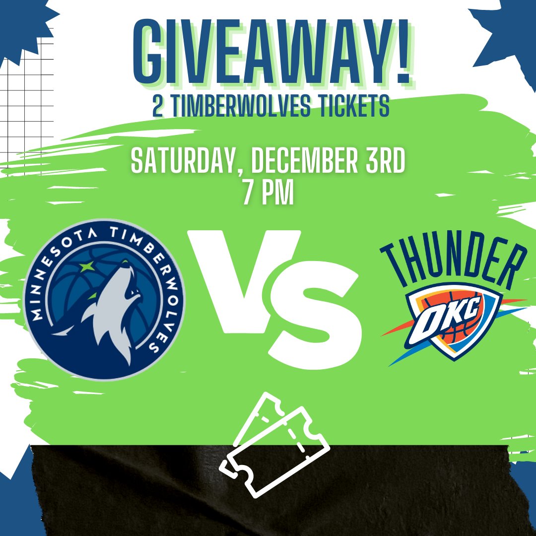TWolvesGaming's tweet photo. Timberwolves Ticket Giveaway!

We are giving away two lower-level tickets for the Timberwolves game this Saturday at 7 PM against the OKC Thunder. Want to go?

All you have to do to win-
✅Follow our Page
👍Like this Post
🤝Retweet

#Timberwolves #Giveaways https://t.co/q3GD3PZd2H