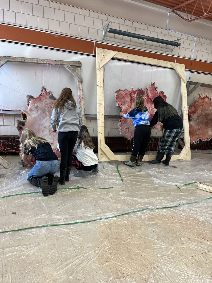 Another amazing day doing! So neat to see the kids using moose bones to scrap this hides and do some fire teachings. Thanks so much <a href="/SaskEnergy/">SaskEnergy</a> for stopping by to see #landbasedlearning in action <a href="/CentennialSchoo/">🐾 Ecole Centennial</a> <a href="/RegPublicSchool/">Regina Public Schools</a>